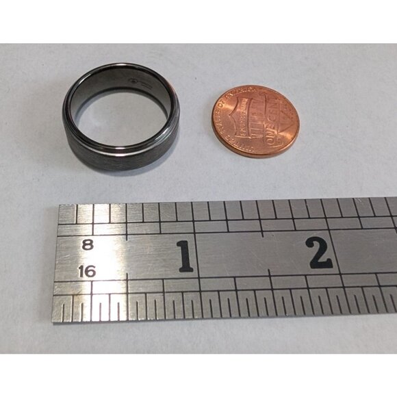 Mens 9.5 Tungsten Carbide Ring Brushed Silver Finish Dome Comfort Fit Durable - Picture 15 of 16